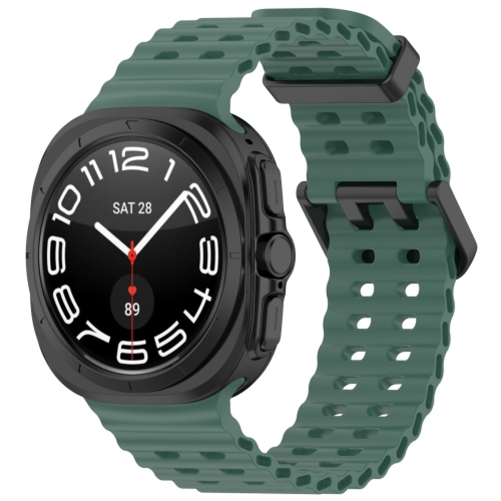 Λουράκι σιλικόνης Ocean Hole Dual Buckle για το Samsung Galaxy Watch Ultra 47mm (Dark Green)