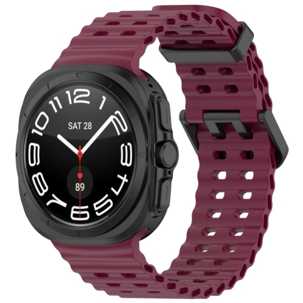 Λουράκι σιλικόνης Ocean Hole Dual Buckle για το Samsung Galaxy Watch Ultra 47mm (Wine Red)