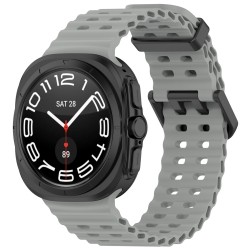 Λουράκι σιλικόνης Ocean Hole Dual Buckle για το Samsung Galaxy Watch Ultra 47mm (Dark Gray)