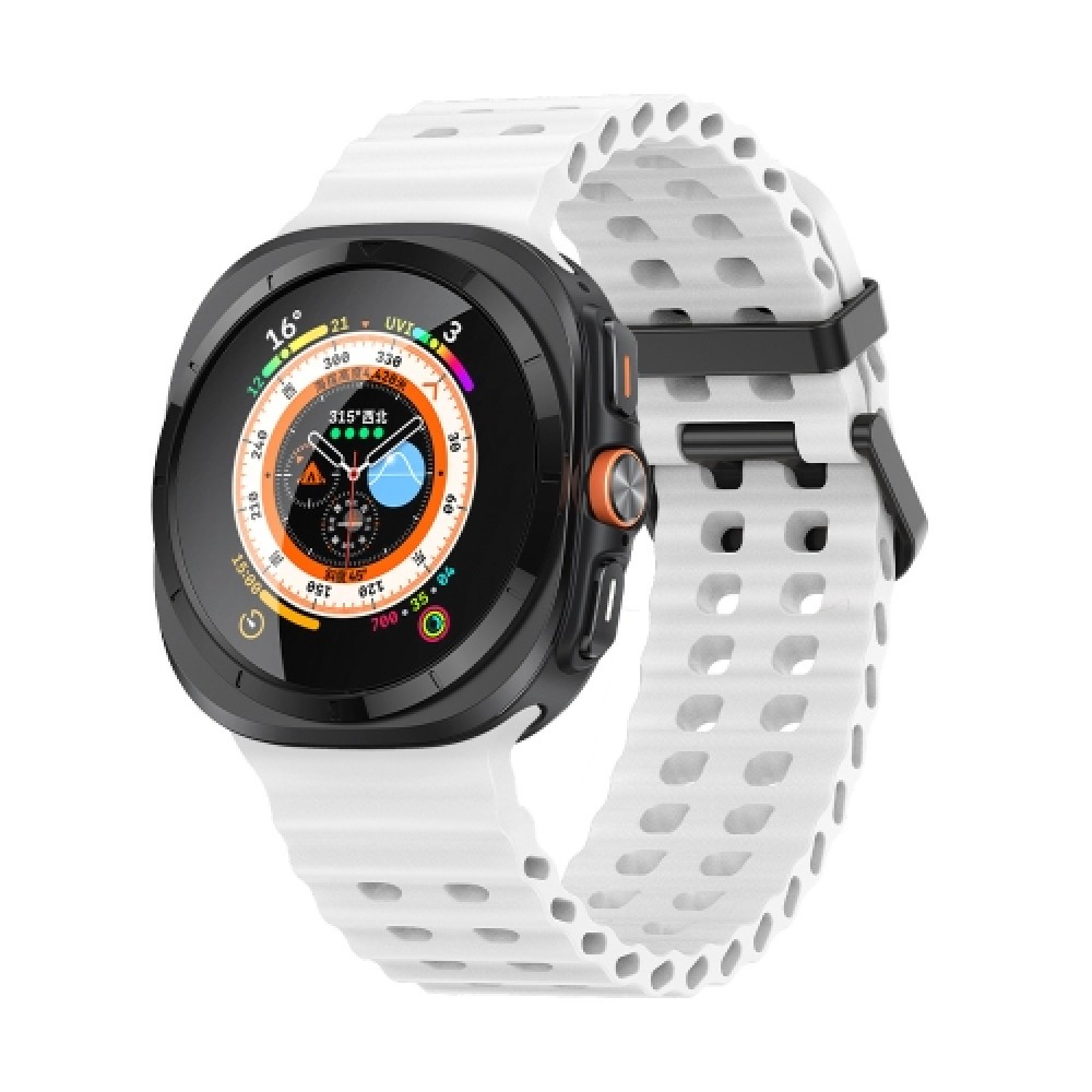 Λουράκι σιλικόνης Ocean Dual Row Hole για το Samsung Galaxy Watch Ultra 47mm (White)