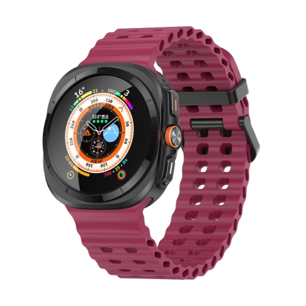 Λουράκι σιλικόνης Ocean Dual Row Hole για το Samsung Galaxy Watch Ultra 47mm (Wine Red)