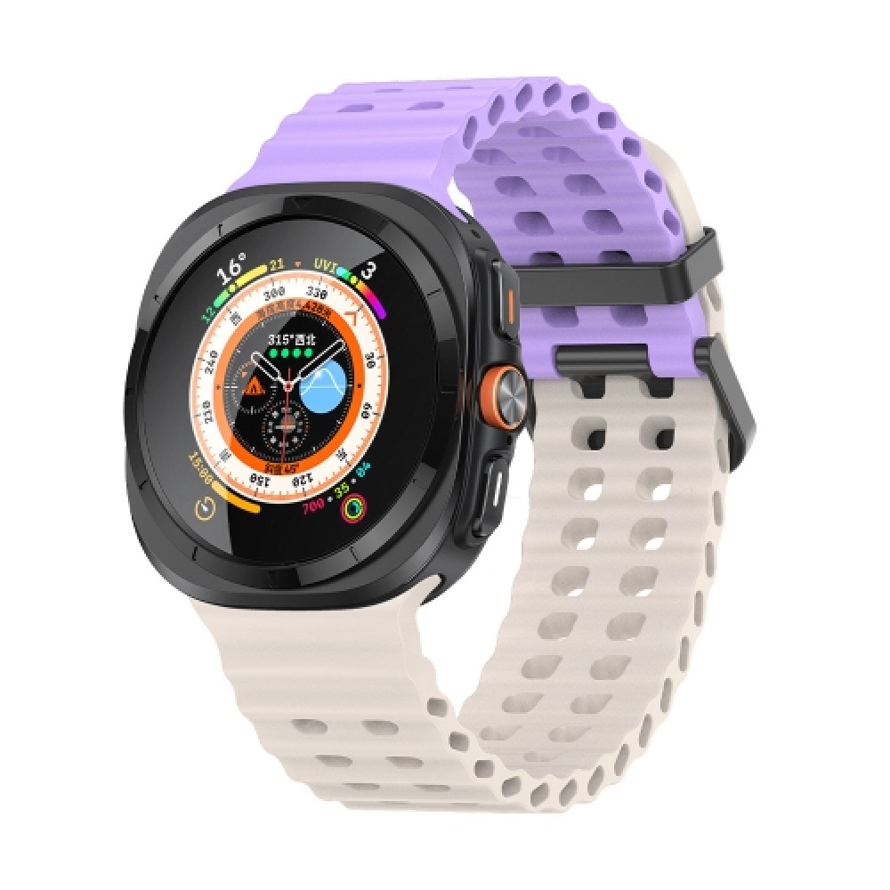 Λουράκι σιλικόνης Ocean Dual Row Hole για το Samsung Galaxy Watch Ultra 47mm (Purple+Starlight)