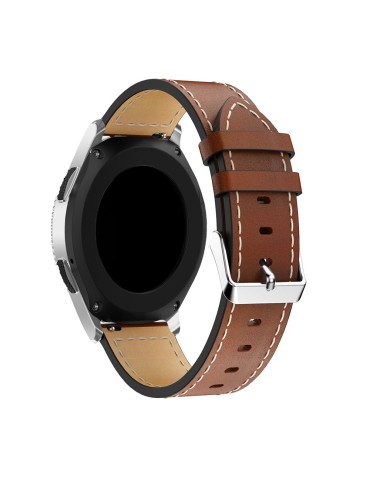 Δερμάτινο λουράκι με λευκές διακοσμητικές ραφές για το Galaxy Watch 42mm - Brown