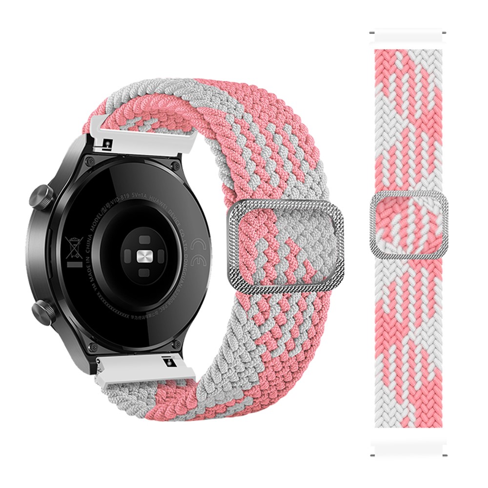 Nylon λουράκι  Braided Rope για το Huawei Watch GT/GT 2 (46mm)/ GT 2e /GT Active/Honor Magic/Watch 2 Classic- Pink/ White