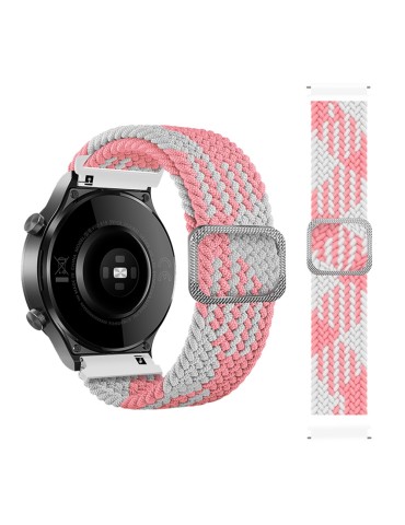 Nylon λουράκι  Braided Rope για το Amazfit GTR 2e 46mm/ GTR 46mm- Pink/ White