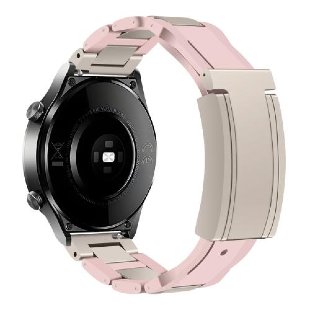 Λουράκι Rubber/Stainless Steel με μαγνητικό κλείσιμο πεταλούδα για το HUAWEI WATCH GT 3 42 mm Pink+Starlight Λουράκι Rubber/Stainless Steel με μαγνητικό κλείσιμο πεταλούδα για το HUAWEI WATCH GT 3 42 mm Pink+Starlight