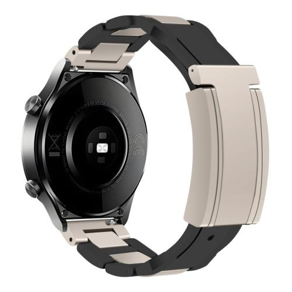 Λουράκι Rubber/Stainless Steel με μαγνητικό κλείσιμο πεταλούδα για το HUAWEI WATCH GT 3 42 mm Black+Starlight Λουράκι Rubber/Stainless Steel με μαγνητικό κλείσιμο πεταλούδα για το HUAWEI WATCH GT 3 42 mm Black+Starlight