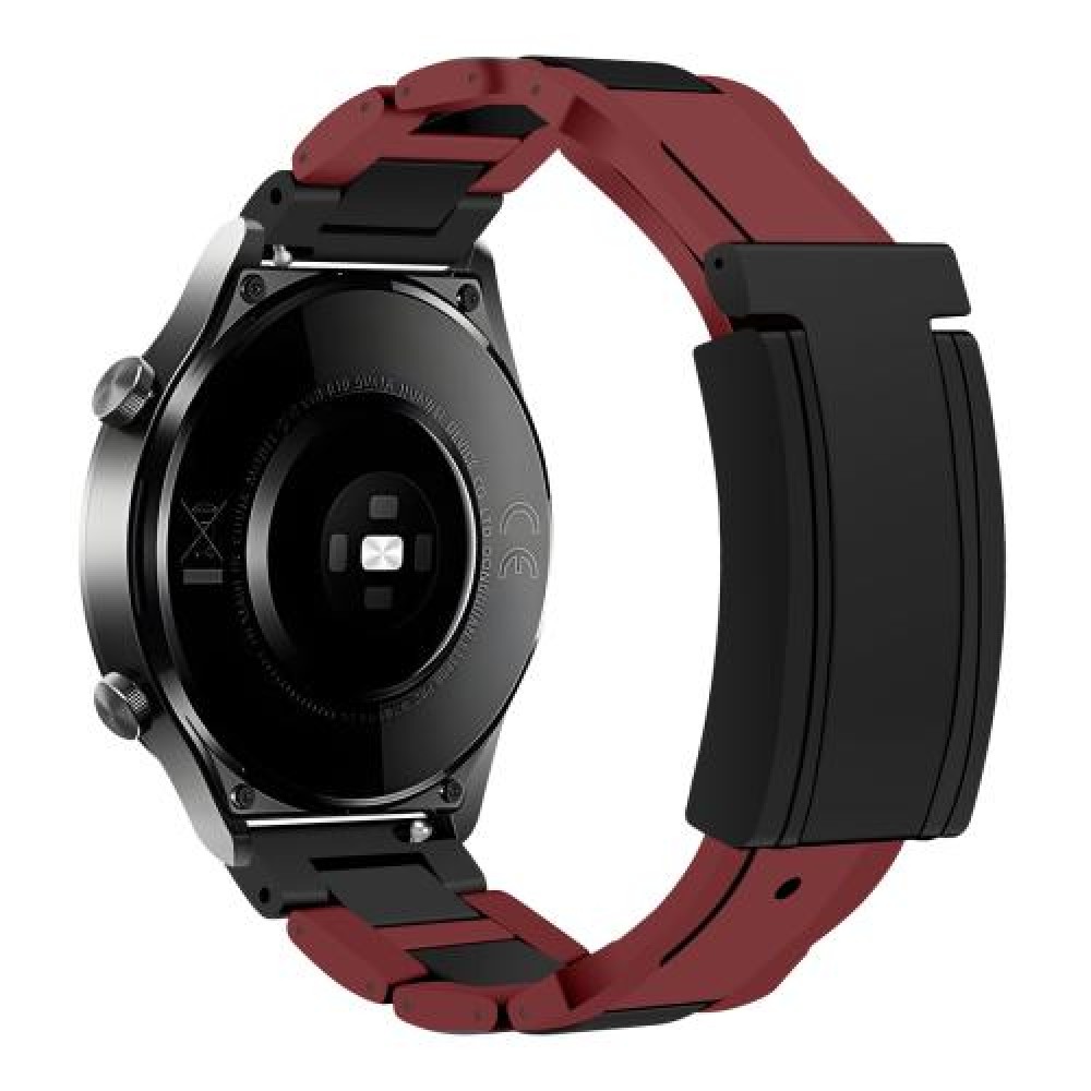 Λουράκι Rubber/Stainless Steel με μαγνητικό κλείσιμο πεταλούδα για το HUAWEI WATCH GT 3 42 mm Wine Red+Black Λουράκι Rubber/Stainless Steel με μαγνητικό κλείσιμο πεταλούδα για το HUAWEI WATCH GT 3 42 mm Wine Red+Black
