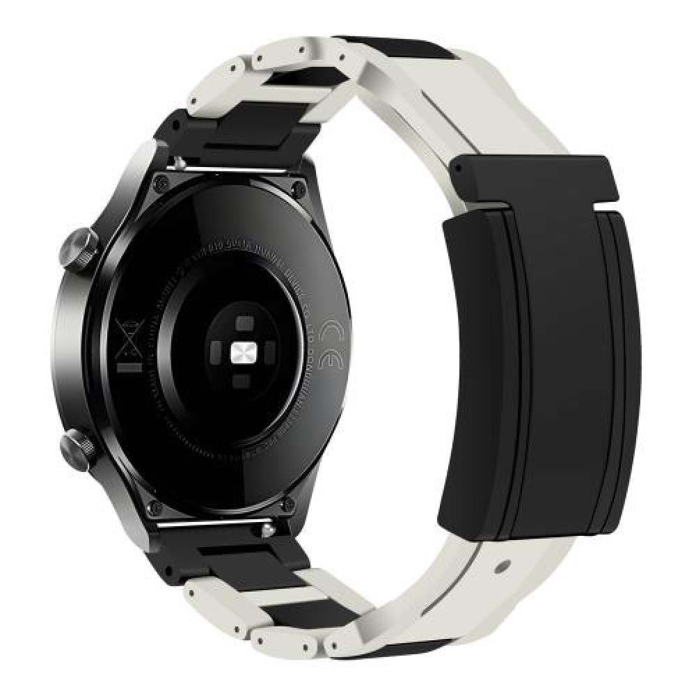 Λουράκι Rubber/Stainless Steel με μαγνητικό κλείσιμο πεταλούδα για το HUAWEI WATCH GT 3 42 mm White+Black