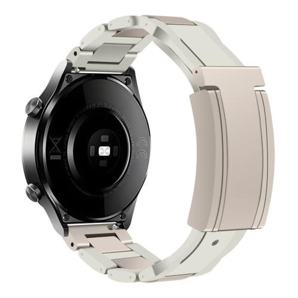 Λουράκι Rubber/Stainless Steel με μαγνητικό κλείσιμο πεταλούδα για το HUAWEI WATCH GT 3 42 mm White+Starlight Λουράκι Rubber/Stainless Steel με μαγνητικό κλείσιμο πεταλούδα για το HUAWEI WATCH GT 3 42 mm White+Starlight