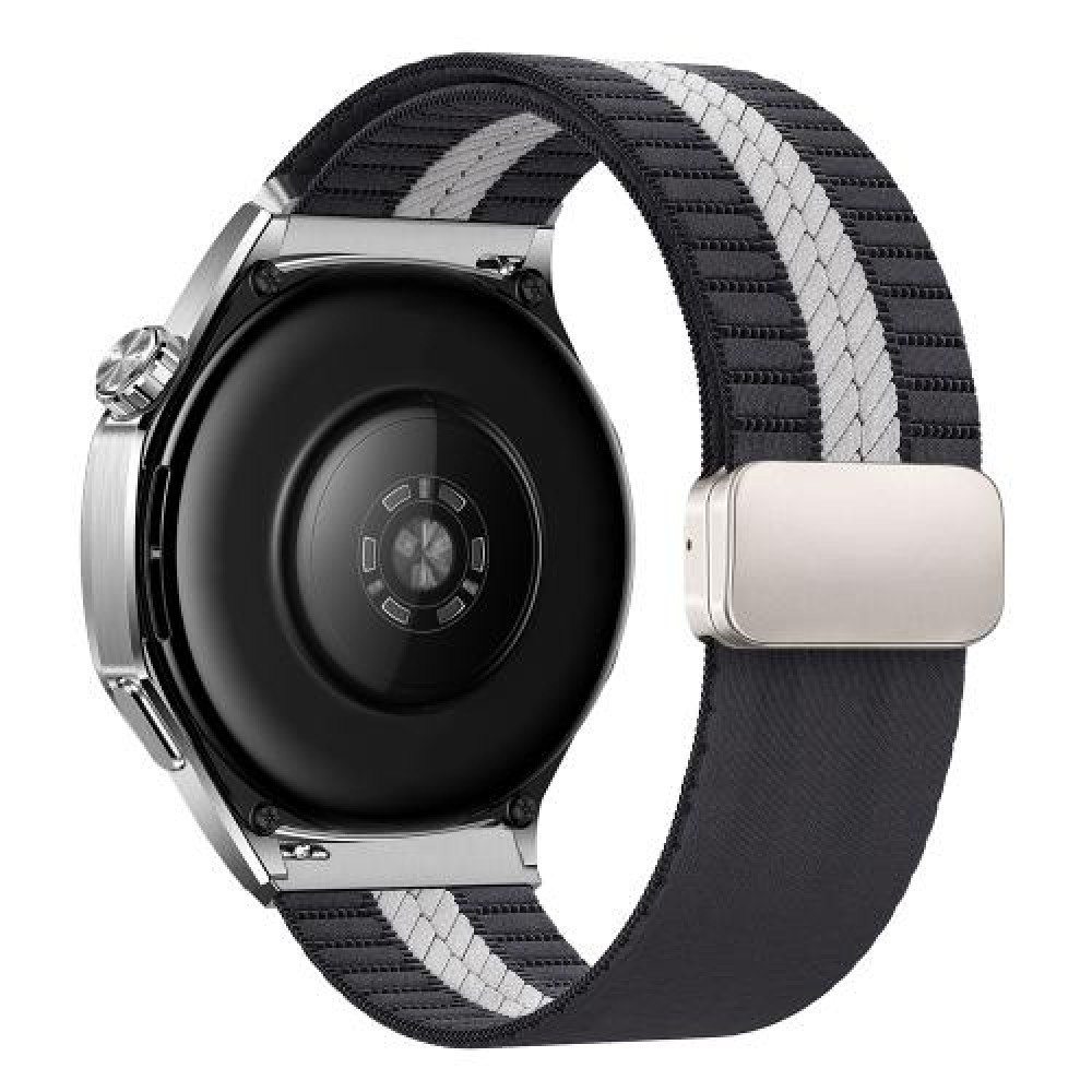 Nylon λουράκι με ασημί μαγνητικό κλείσιμο για το Garmin Venu 3 Grey White Nylon λουράκι με ασημί μαγνητικό κλείσιμο για το Garmin Venu 3 Grey White