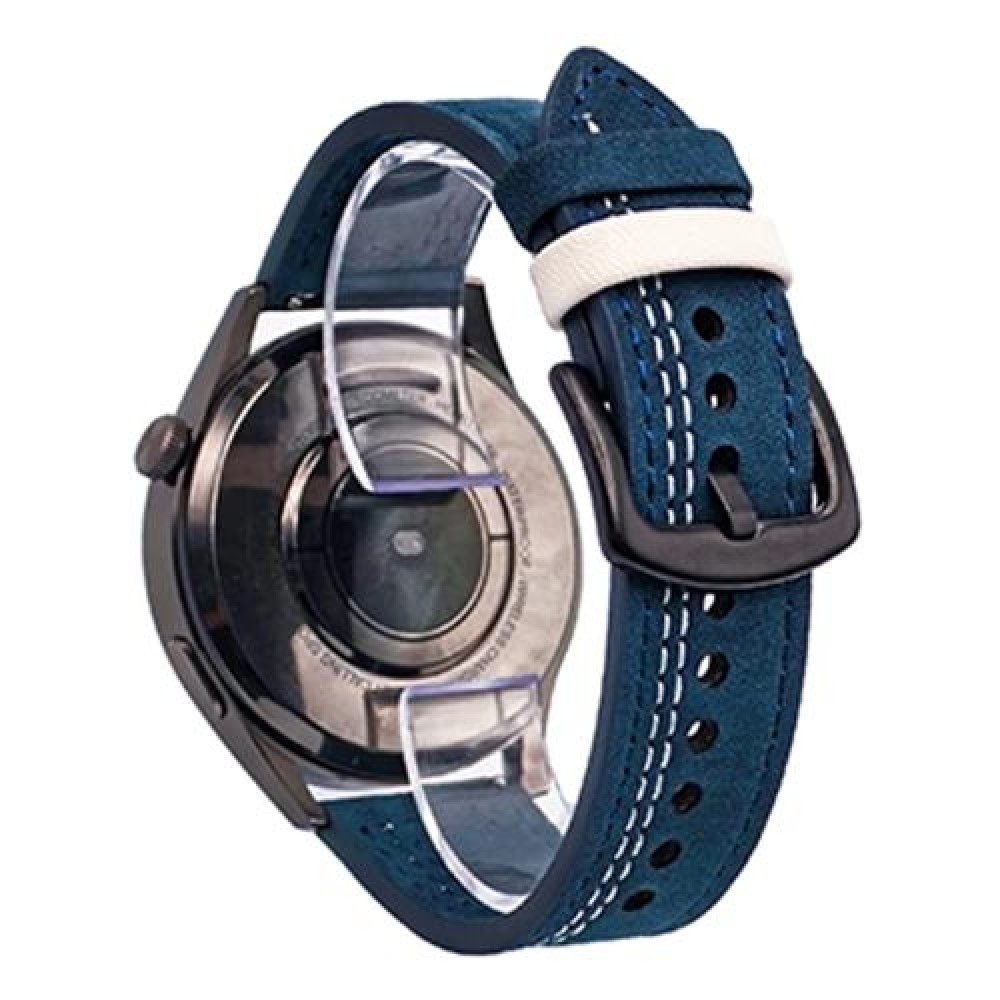 Δερμάτινο λουράκι Seven-Line pattern για το HUAWEI WATCH GT 3 42 mm Dark Blue White Thread Δερμάτινο λουράκι Seven-Line pattern για το HUAWEI WATCH GT 3 42 mm Dark Blue White Thread