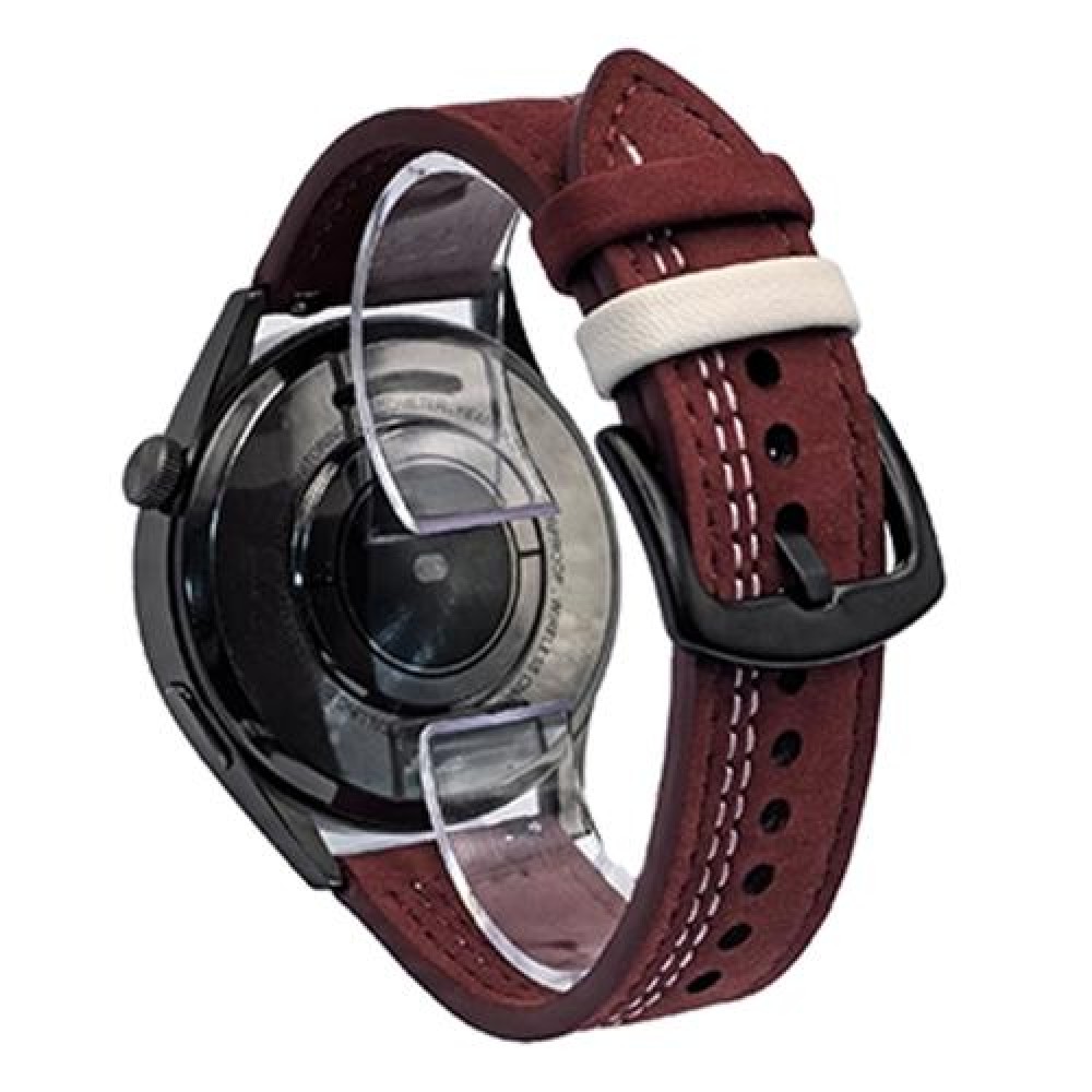 Δερμάτινο λουράκι Seven-Line pattern για το HUAWEI WATCH GT 3 42 mm Wine Red White Thread Δερμάτινο λουράκι Seven-Line pattern για το HUAWEI WATCH GT 3 42 mm Wine Red White Thread