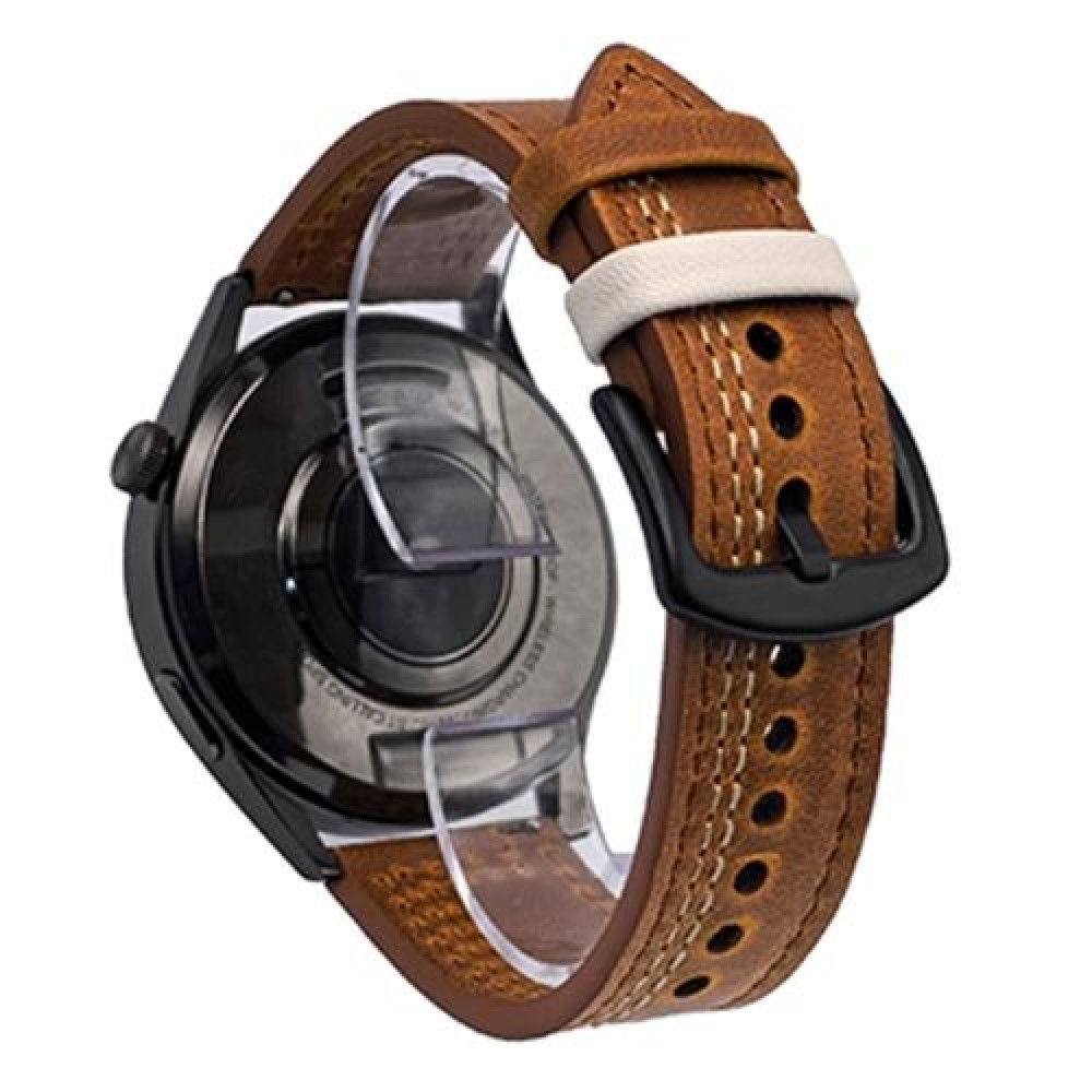 Δερμάτινο λουράκι Seven-Line pattern για το HUAWEI WATCH GT 3 42 mm Yellow Brown White Thread Δερμάτινο λουράκι Seven-Line pattern για το HUAWEI WATCH GT 3 42 mm Yellow Brown White Thread