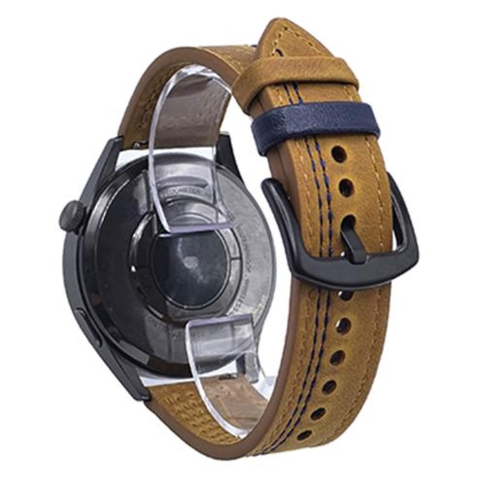 Δερμάτινο λουράκι Seven-Line pattern για το HUAWEI WATCH GT 3 42 mm Light Brown Blue Thread Δερμάτινο λουράκι Seven-Line pattern για το HUAWEI WATCH GT 3 42 mm Light Brown Blue Thread