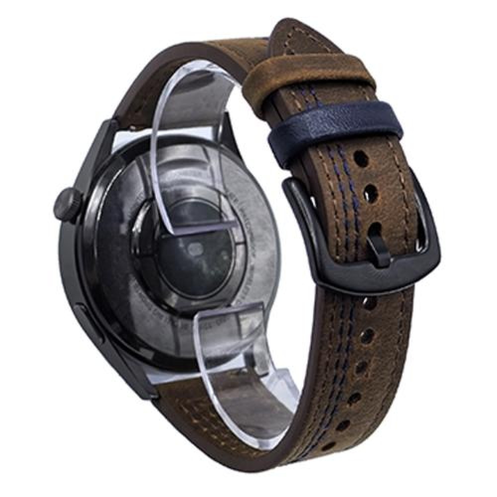 Δερμάτινο λουράκι Seven-Line pattern για το HUAWEI WATCH GT 3 42 mm Dark Brown Blue Thread Δερμάτινο λουράκι Seven-Line pattern για το HUAWEI WATCH GT 3 42 mm Dark Brown Blue Thread
