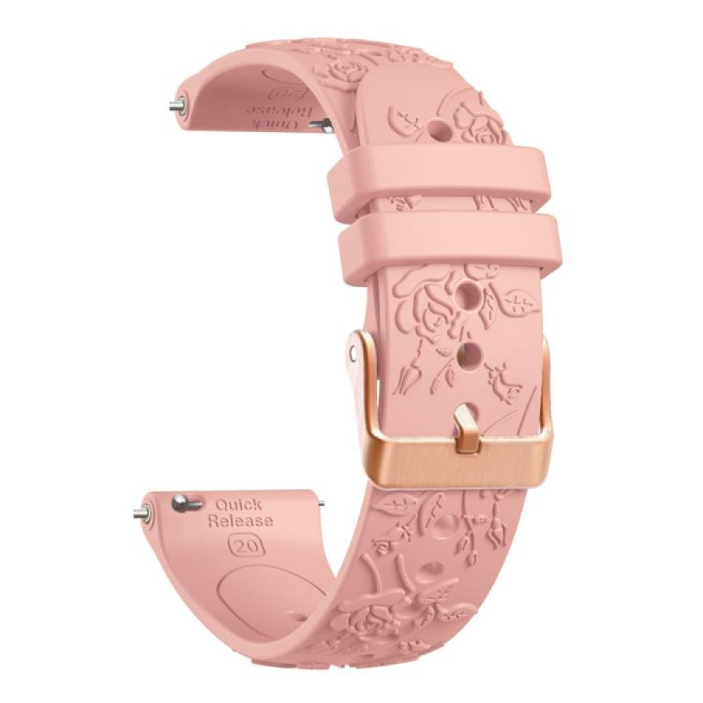 Λουράκι σιλικόνης embossed flowers pattern με rose gold κούμπωμα για το HUAWEI WATCH GT 3 42 mm Pink Λουράκι σιλικόνης embossed flowers pattern με rose gold κούμπωμα για το HUAWEI WATCH GT 3 42 mm Pink