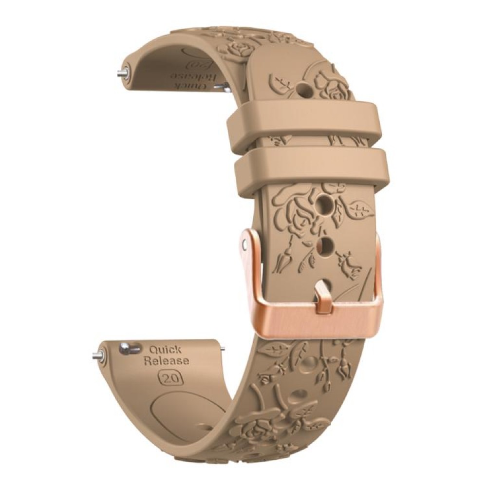 Λουράκι σιλικόνης embossed flowers pattern με rose gold κούμπωμα για το HUAWEI WATCH GT 3 42 mm Khaki Λουράκι σιλικόνης embossed flowers pattern με rose gold κούμπωμα για το HUAWEI WATCH GT 3 42 mm Khaki