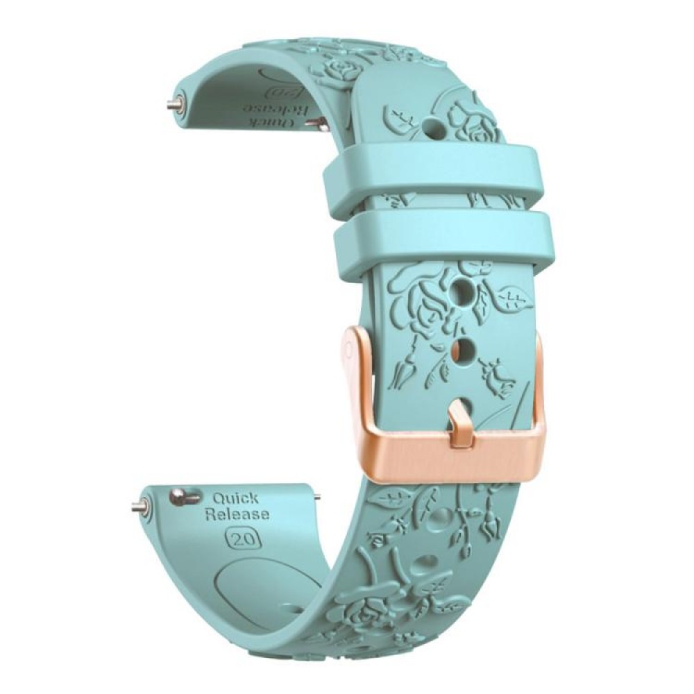 Λουράκι σιλικόνης embossed flowers pattern με rose gold κούμπωμα για το HUAWEI WATCH GT 3 42 mm Light Blue Λουράκι σιλικόνης embossed flowers pattern με rose gold κούμπωμα για το HUAWEI WATCH GT 3 42 mm Light Blue
