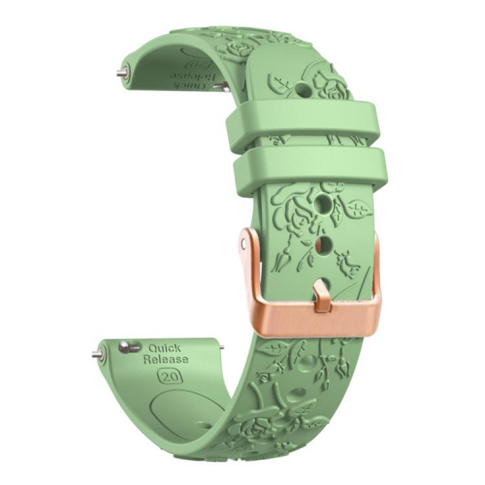Λουράκι σιλικόνης embossed flowers pattern με rose gold κούμπωμα για το HUAWEI WATCH GT 3 42 mm Light Green Λουράκι σιλικόνης embossed flowers pattern με rose gold κούμπωμα για το HUAWEI WATCH GT 3 42 mm Light Green