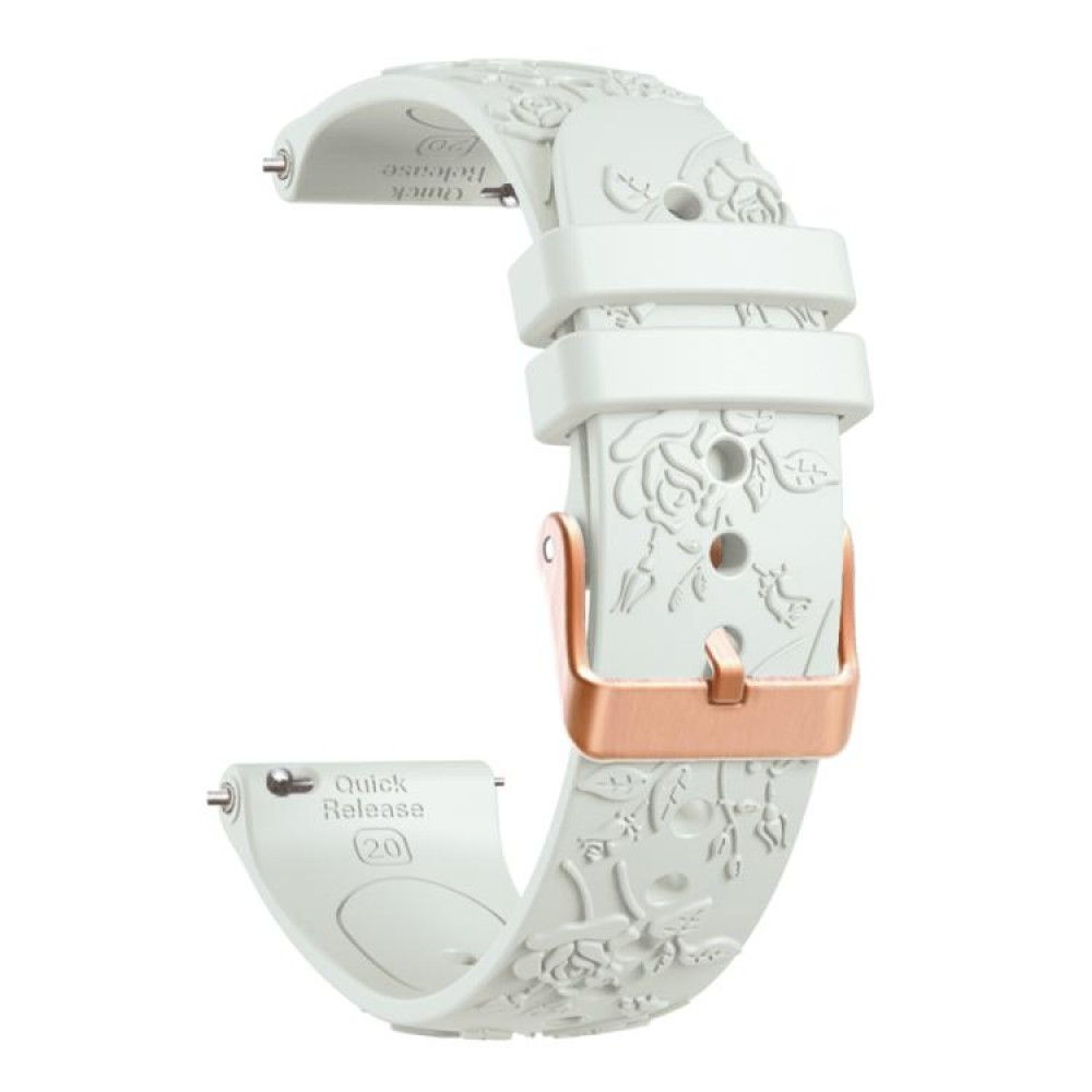 Λουράκι σιλικόνης embossed flowers pattern με rose gold κούμπωμα για το HUAWEI WATCH GT 3 42 mm Fog Gray Λουράκι σιλικόνης embossed flowers pattern με rose gold κούμπωμα για το HUAWEI WATCH GT 3 42 mm Fog Gray