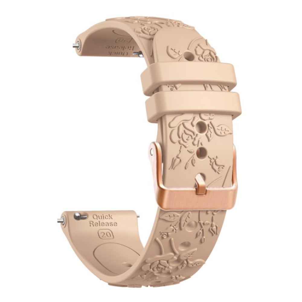 Λουράκι σιλικόνης embossed flowers pattern με rose gold κούμπωμα για το HUAWEI WATCH GT 3 42 mm Apricot Λουράκι σιλικόνης embossed flowers pattern με rose gold κούμπωμα για το HUAWEI WATCH GT 3 42 mm Apricot