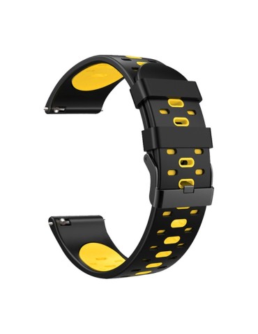 Λουράκι σιλικόνης με τρύπες dual color για το Galaxy Watch 46mm/GEAR S3 CLASSIC / FRONTIER / Watch 3 (45mm) - Black/Yellow