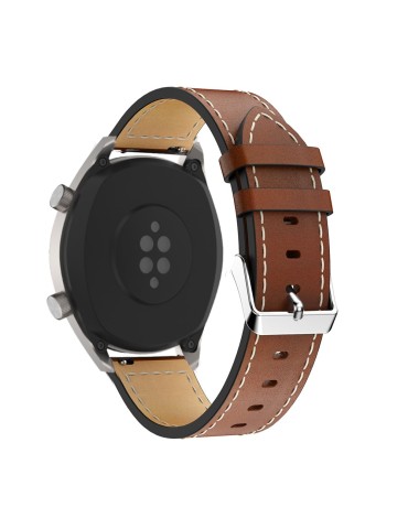 Δερμάτινο λουράκι με λευκές διακοσμητικές ραφές για το Galaxy Watch 46mm/GEAR S3 CLASSIC / FRONTIER / Watch 3 (45mm) - Light Brown