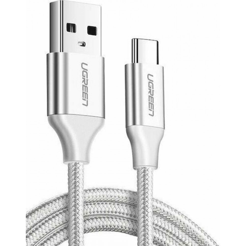 Καλώδιο Ugreen US288 Braided USB 2.0 Cable USB-C male - USB-A 18W Λευκό 3m (60409)